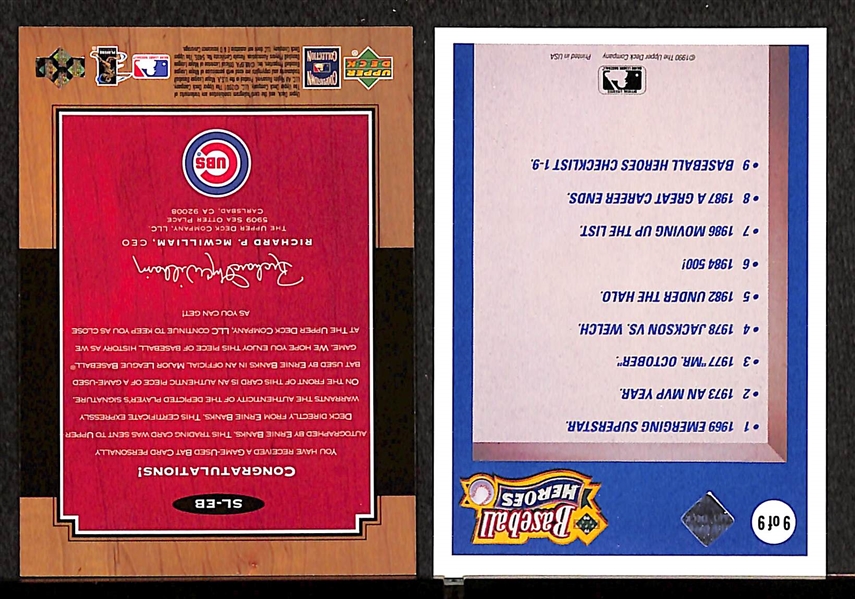 Lot of 2 - Ernie Banks & Reggie Jackson Autograph Cards