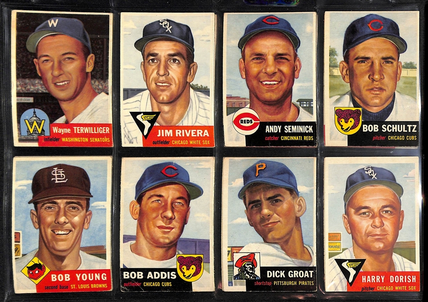 1953 Topps Lot Of 45 Vintage Cards W/ Bob Feller