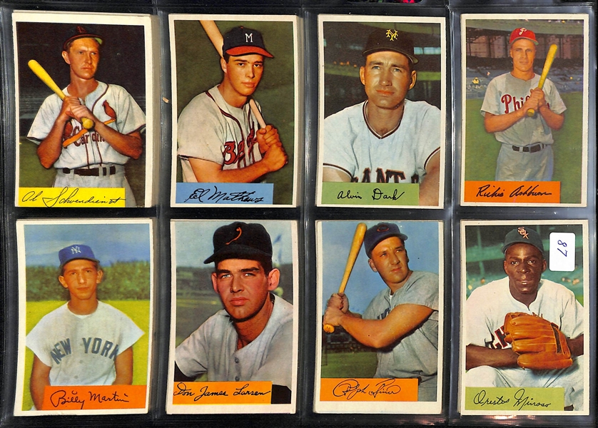 1954 Bowman Lot Of 48 Different Cards W/ Eddie Mathews