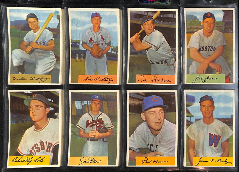 1954 Bowman Lot Of 48 Different Cards W/ Eddie Mathews