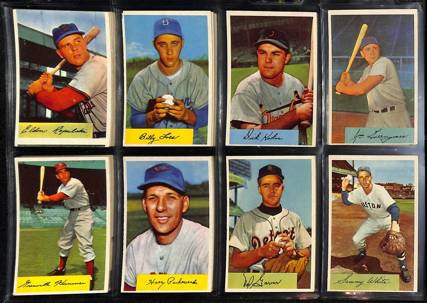 1954 Bowman Lot Of 48 Different Cards W/ Eddie Mathews