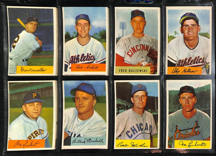 1954 Bowman Lot Of 48 Different Cards W/ Eddie Mathews