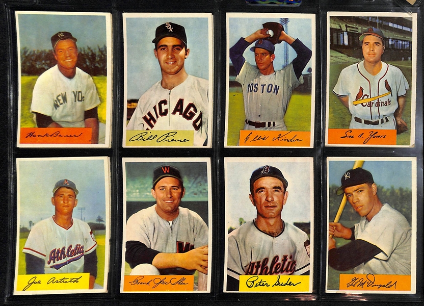 1954 Bowman Lot Of 48 Different Cards W/ Eddie Mathews