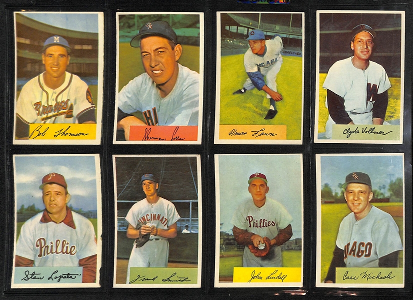 1954 Bowman Lot Of 48 Different Cards W/ Eddie Mathews