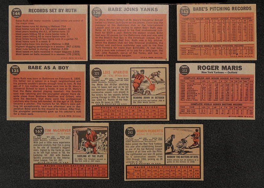 Lot Of 180 Different 1962 Topps Baseball Cards
