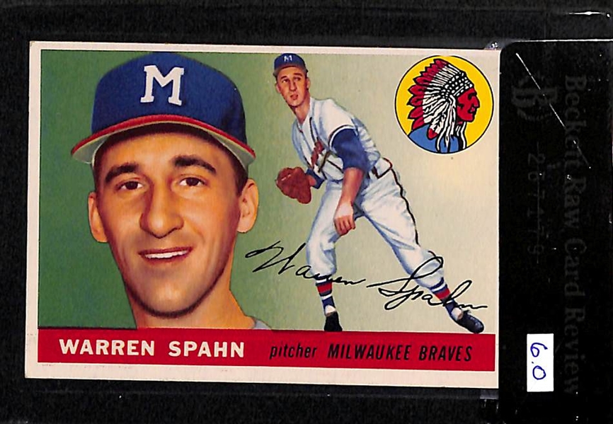 1955 Topps Warren Spahn (BVG 6.0) & Dusty Rhodes (BVG 5.5) Cards