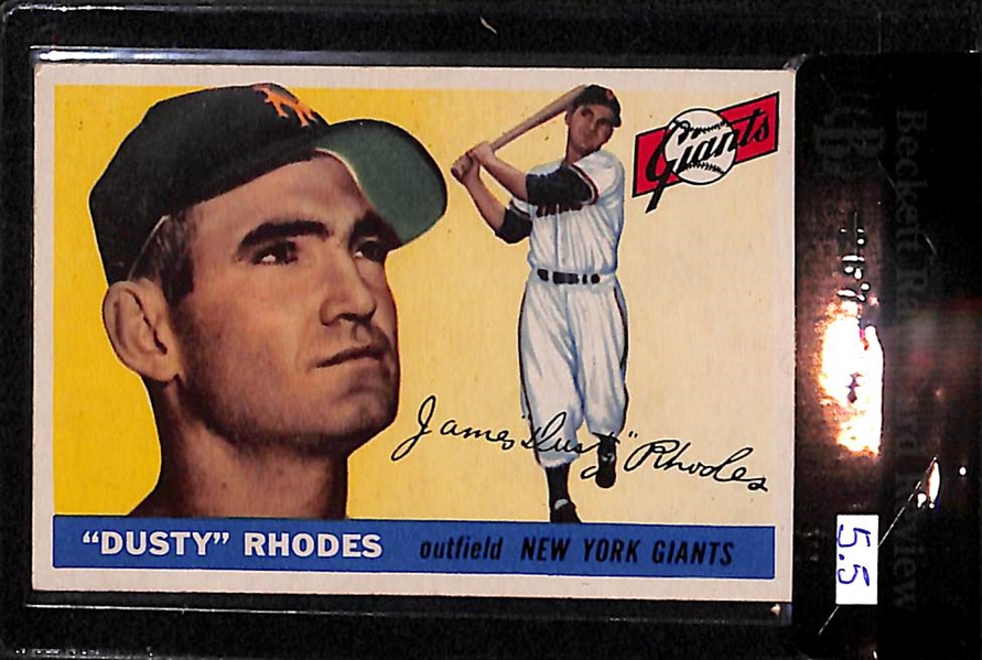 1955 Topps Warren Spahn (BVG 6.0) & Dusty Rhodes (BVG 5.5) Cards