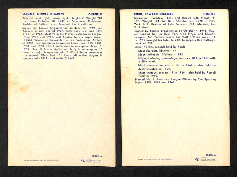 1966 Dexter Press Yankees Cards with Mantle