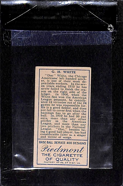 1911 T205 Doc White - Piedmont Back - BVG 6.0 - Factory No. 25 - High Grade