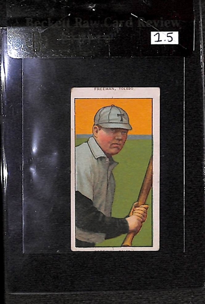 *ERROR CARD - Name on Top* 1909-11 T206 Jerry Freeman - Piedmont Back - BVG 1.5 - Factory 25 - Minor League
