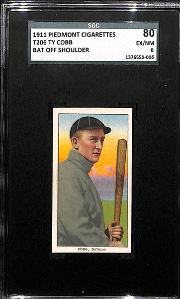 *HIGH GRADE* 1911 T206 Ty Cobb - Bat Off Shoulder - Piedmont Back - SGC 80 (6) - Factory No. 25 - HOF
