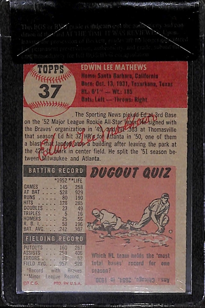 1953 Topps Ed Mathews #37 Card - BVG 5.0