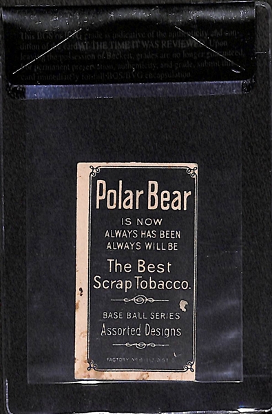 1909-11 T206 Hal Chase - Portrait Blue - Polar Bear Back - BVG 4.0