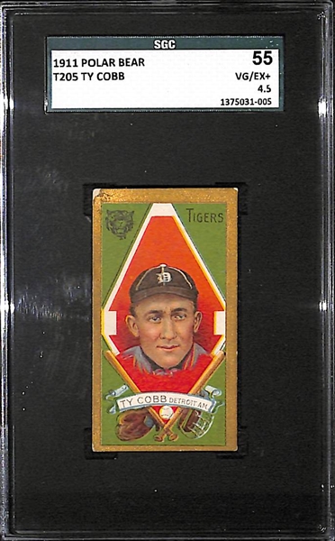 1911 T205 Ty Cobb - Polar Bear Back - SGC 55 (4.5) - Factory No. 6 - HOF