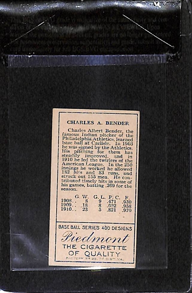 1911 T205 Chas. Bender - Piedmont Back - BVG 5.5 - Factory No. 25 - HOF