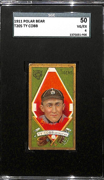 1911  T205 Ty Cobb - Polar Bear Back - SGC 50 (4) - Factory No. 6 - HOF