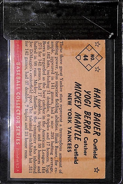1953 Bowman Color #44 with Mantle, Berra, & Bauer BVG 5.0