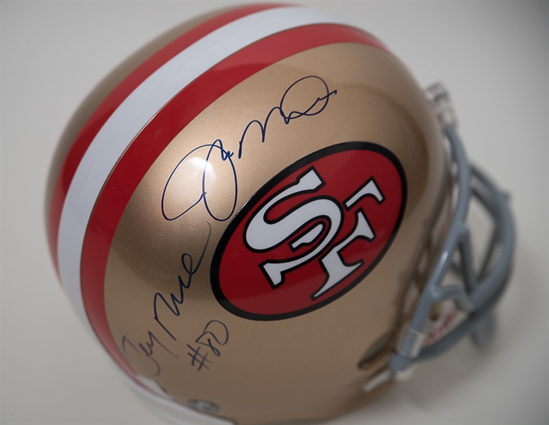 Jerry Rice & Joe Montana Signed Riddell Full Size Helmet - JSA LOA