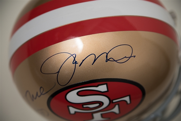 Jerry Rice & Joe Montana Signed Riddell Full Size Helmet - JSA LOA