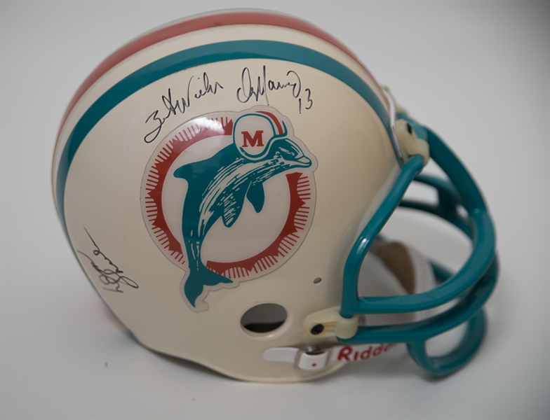 Dan Marino & Don Schula Signed Dolphins Full Size Helmet - JSA