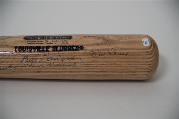 Orioles Of The 1950's Signed Limited Edition Bat Signed by 25 Players w. Brooks Robinson