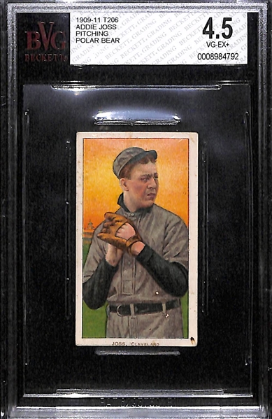 1909-11 T206 Addie Joss - Pitching - Polar Bear Back - BVG 4.5 - Factory No 6 - HOF
