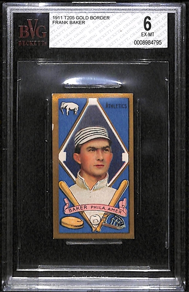 1911 T205 Frank Homerun Baker - Gold Border - Hassan Back - BVG 6 (POP 1)