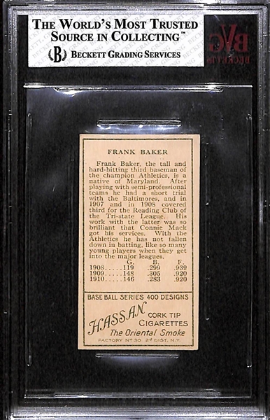 1911 T205 Frank Homerun Baker - Gold Border - Hassan Back - BVG 6 (POP 1)