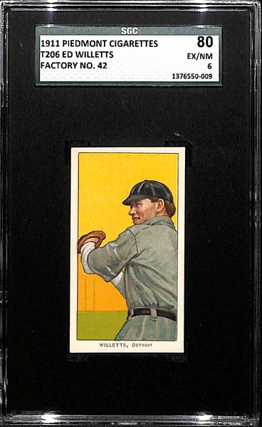 1911 T206 Ed Willetts - Throwing - Piedmont Back - SGC 80 (6) - Factory No. 42