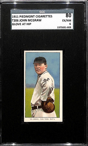 *HIGH GRADE* 1911 T206  John McGraw - Glove At Hip - Piedmont Back - SGC 80 (6) - Factory No. 25 - HOF (POP 1)