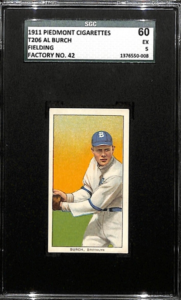 1911 T206 Al Burch - Fielding - Piedmont Back - SGC 60 (5) - Factory No. 42