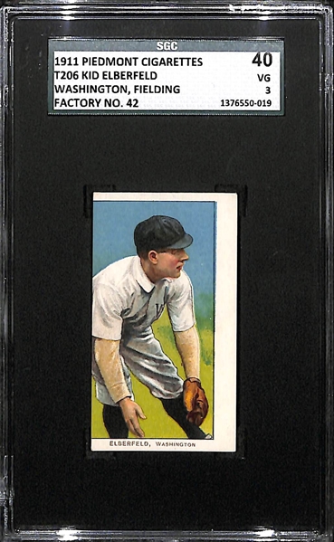 1911 T206 Kid Elberfeld - Washington, Fielding - Piedmont Back - SGC 40 (3) - Factory No. 42