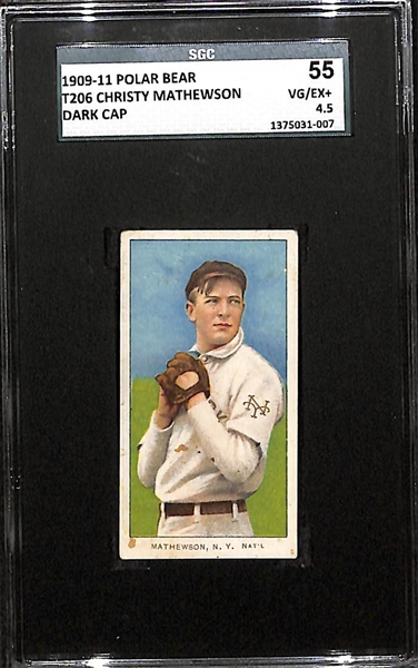 1909-11 T206 Christy Mathewson - Dark Cap - Polar Bear Back - SGC 55 (4.5) - Factory No. 6 - HOF