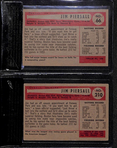 Lot of 2 - 1954 Bowman Jim Piersall #66 & #210 Cards - BVG 7.0 & 4.0