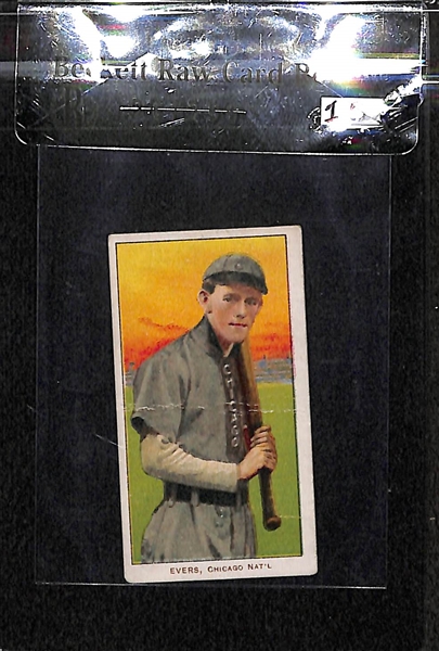 1909-11 T206 Johnny Evers - With Bat Chicago Shirt  - Sweet Caporal Back - BVG 1.0 
