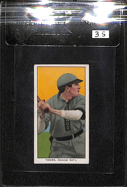 1909-11 T206 Joe Tinker - Bat off Shoulder - Piedmont Back - BVG 3.5 