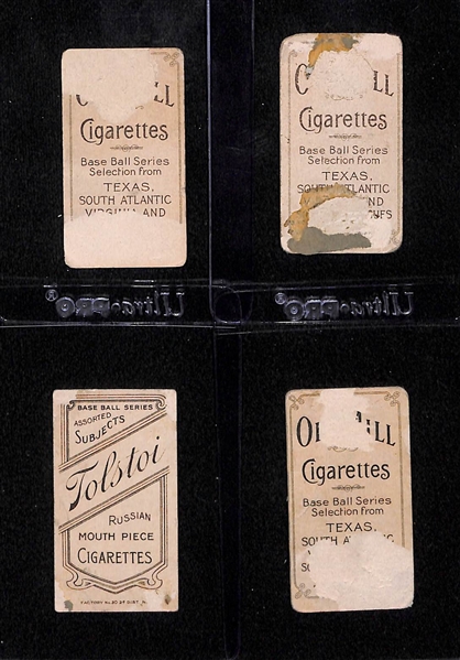 Lot of 4 T206 RARE Back Cards w. Old Mill & Tolstoi w. Lentz, Hart, McCauley, O'Leary
