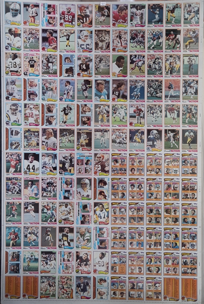 1982 Topps Football Uncut Card Sheet Of 132 Cards w. Walter Payton