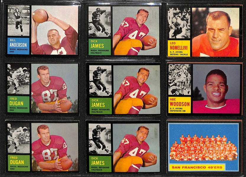 Lot Of 155 Topps Football Cards 1962-1967 w. Lenny Moore, Jurgensen, Berry, Kilmer RC, Marchetti, Lary, Gabriel, Brodie, Taylor