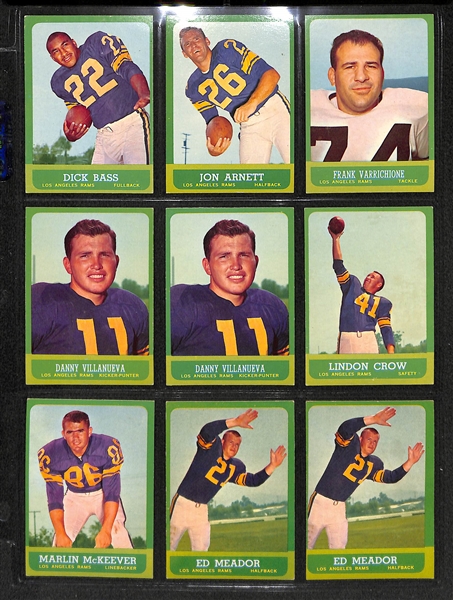 Lot Of 155 Topps Football Cards 1962-1967 w. Lenny Moore, Jurgensen, Berry, Kilmer RC, Marchetti, Lary, Gabriel, Brodie, Taylor