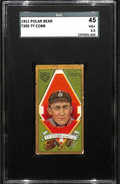 1911 T205 Ty Cobb - Polar Bear Back - SGC 45 (3.5) - Factory No. 6 - HOF