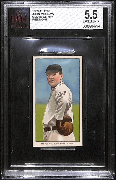 1909-11 T206 John McGraw - Glove on Hip - Piedmont Back - BVG 5.5 - HOF