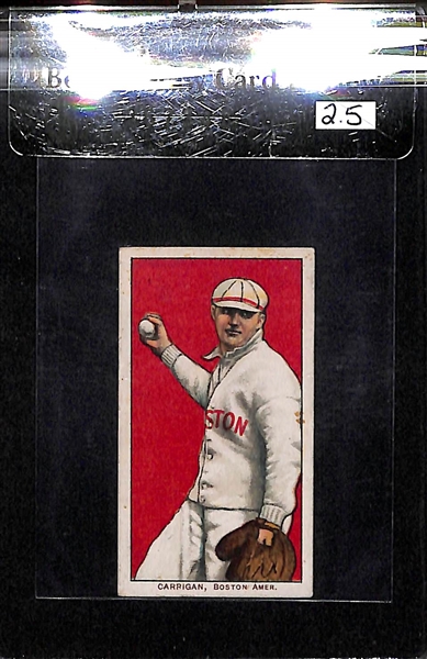 Lot of 2 1909-11 T206 Cards - Burch & Carrigan - Polar Bear Backs - BVG 2.5 & 3.5