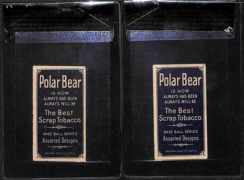 Lot of 2 1909-11 T206 Cards - Burch & Carrigan - Polar Bear Backs - BVG 2.5 & 3.5