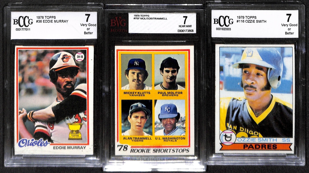 Lot Of 6 Baseball Graded Rookie Cards From 1970/80s w. Rickey Henderson