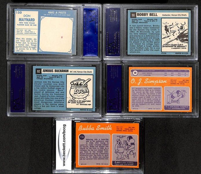 Lot Of 5 Football Graded Rookie Cards From 1960/70s w. Don Maynard