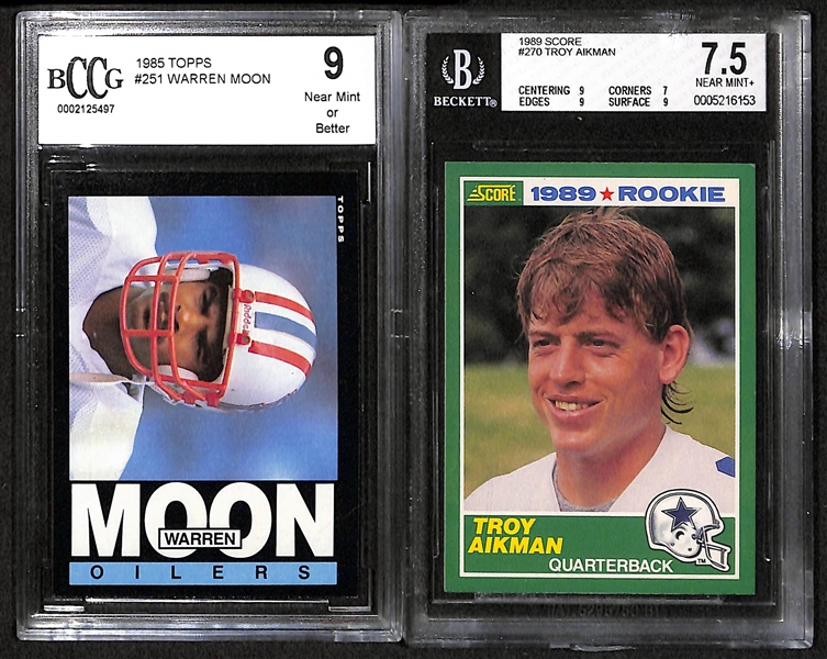 Lot Of 9 Football Graded Rookie Cards w. Jerry Rice & Troy Aikman