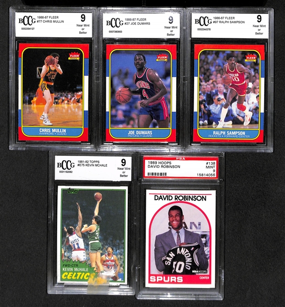 Lot Of 5 Basketball Graded Rookie Cards From 1980's w. Chris Mullins