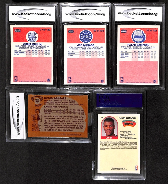 Lot Of 5 Basketball Graded Rookie Cards From 1980's w. Chris Mullins