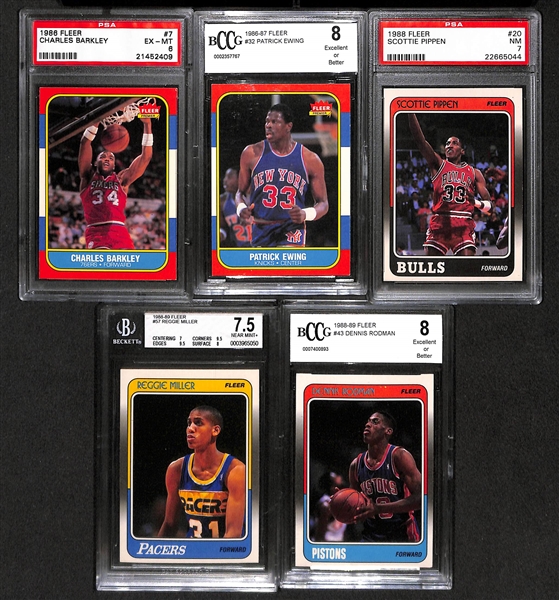 Lot Of 5 Basketball Graded Rookie Cards From 1986-88 w. Charles Barkley